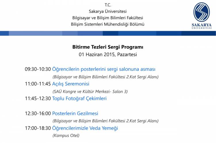 BİTİRME TEZLERİ POSTER SERGİ PROGRAMI (Güncellendi)